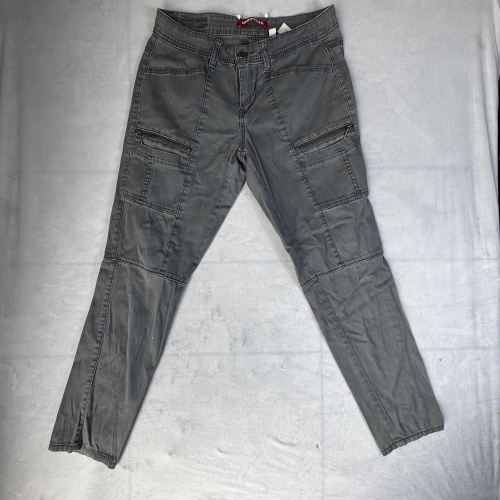 Unionbay Womens Cargo Pants Gray Skinny Leg Utility Pockets Outdoor Size 7